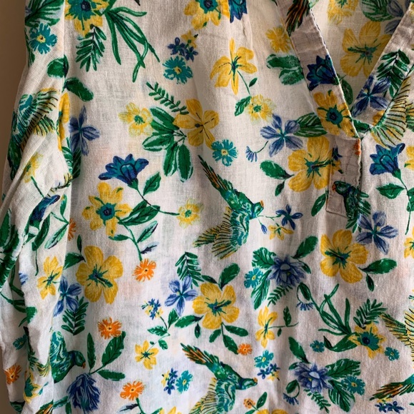 Old Navy Tropical Floral Parrot Linen Popover Top - Picture 3 of 5